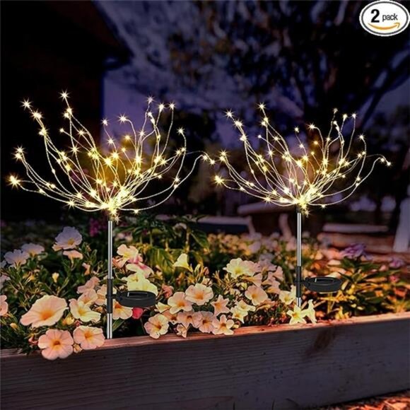 Solar Garden Lights Decor Waterproof 2 Pack Solar Firework 120 LED Fairy Lights - Picture 7 of 7